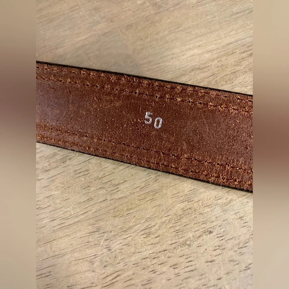 Amish Made Handcrafted Men's Stitched Brown Leather Belt Made in USA Retails $89